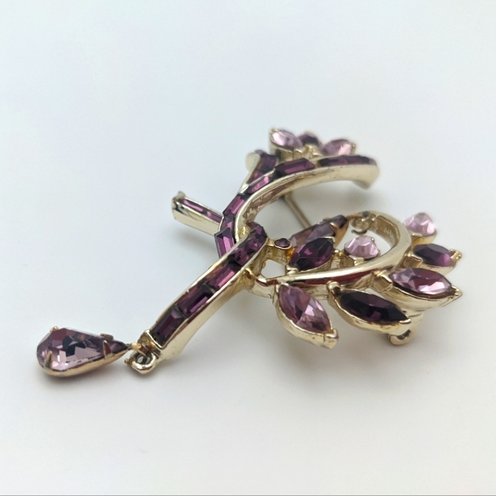 Vintage Purple Rhinestone Brooch - Picture 7 of 12